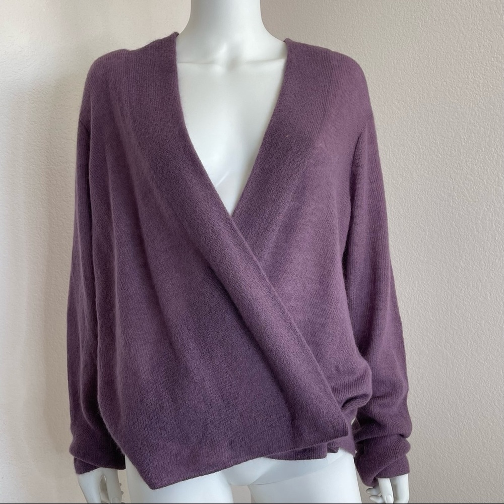 Vince Ribbed Convertible Cardigan In Fig XL cardigan
